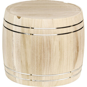 Coffret bois nature forme tonneau