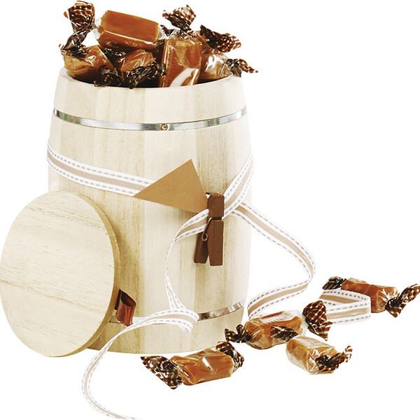 Coffret bois nature forme tonneau