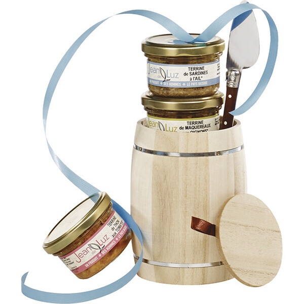 Coffret bois nature forme tonneau