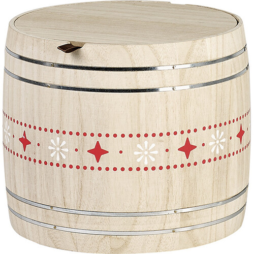 Caja madera con diseño rojo/blanco