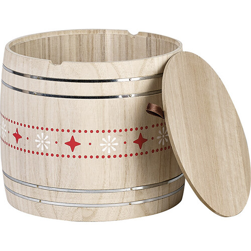 Caja madera con diseño rojo/blanco