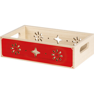 Bandeja madera rectangular color natural/rojo corte láser... 2