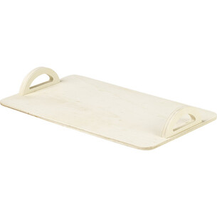 Plateau bois rectangle nature poignées bois angles arrondis