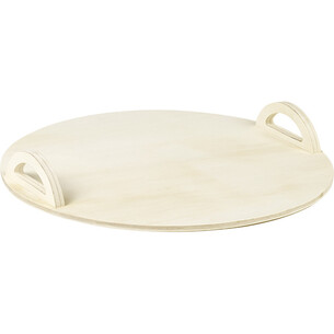 Tray round wood nature handles 2