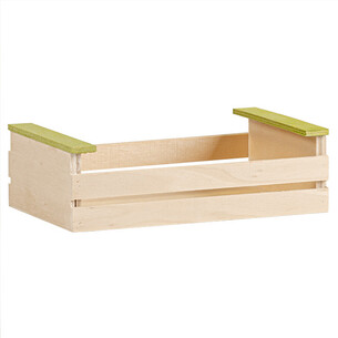 Cagette bois rectangle larges lattes nature/vert
