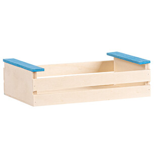 Cagette bois rectangle larges lattes nature/bleu