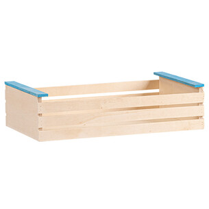 Cagette bois rectangle larges lattes nature/bleu
