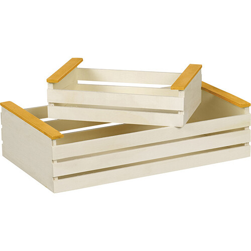 Tray wood rectangular orange nature color