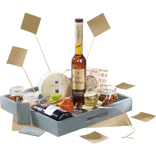 Bandeja madeira quadrada cinza 2...