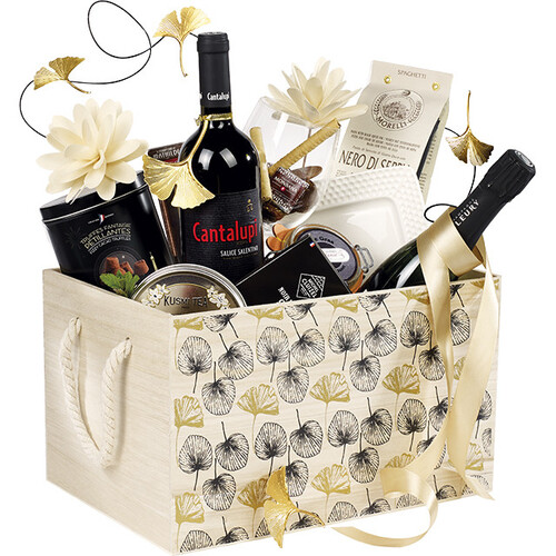 Caja madera rectangular dorado/negro motivo...