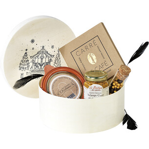 Caja madera redonda FELIZ NAVIDAD natural  gris 2