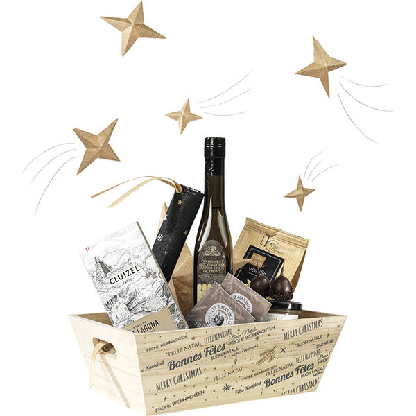 Bandeja madera rectangular FELIZ NAVIDAD gris/dorado asas