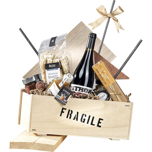 Box wood rectangular FRAGILE natural