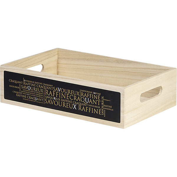 Corbeille bois rectangle SAVOUREUX cuivre/noir poignées