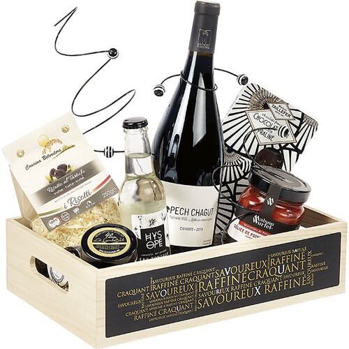 Corbeille bois rectangle SAVOUREUX cuivre/noir...