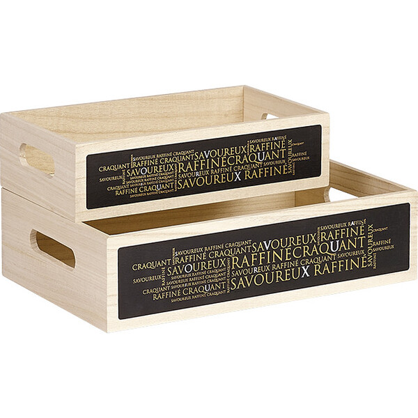 Tray wood rectangular SAVOUREUX copper/black handles