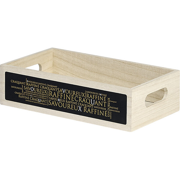 Tray wood rectangular SAVOUREUX copper/black handles