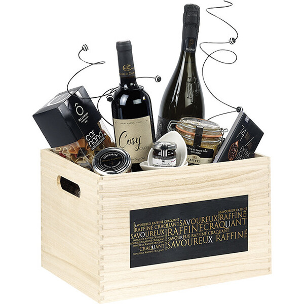 Box wood rectangular SAVOUREUX copper/black handles