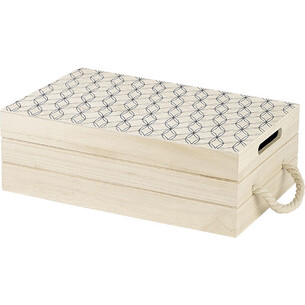 Box wood rectangular nature/black geometrical circles...
