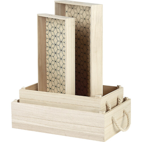 Caja madera rectangular naturaleza/negro...