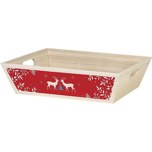 Tray wood rectangular MERRY CHRISTMAS handles