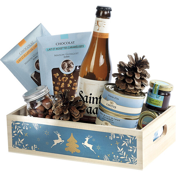 Bandeja madeira retangular FELIZ NATAL azul alças