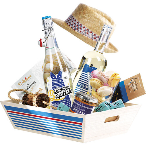 Bandeja madera rectangular natural/azul/rojo...