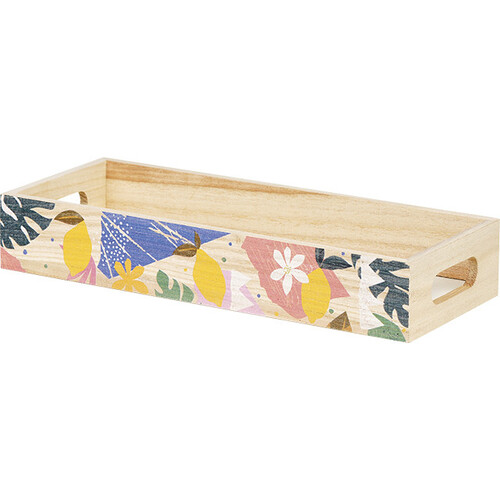Corbeille bois rectangle JARDIN D'AGRUMES poignées