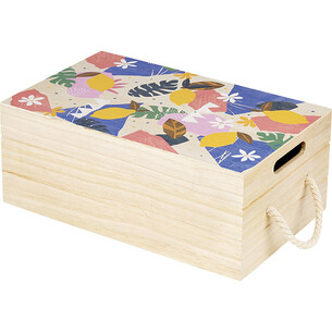 Coffret bois rectangle JARDIN D'AGRUMES poignées corde...