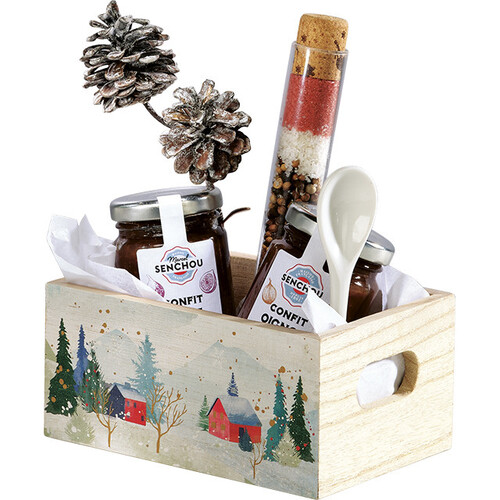 Tray wood rectangular SNOWY COUNTRY handles