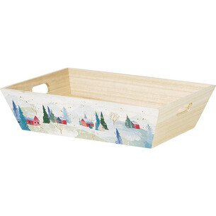 Bandeja madera rectangular PUEBLO NEVADO asas