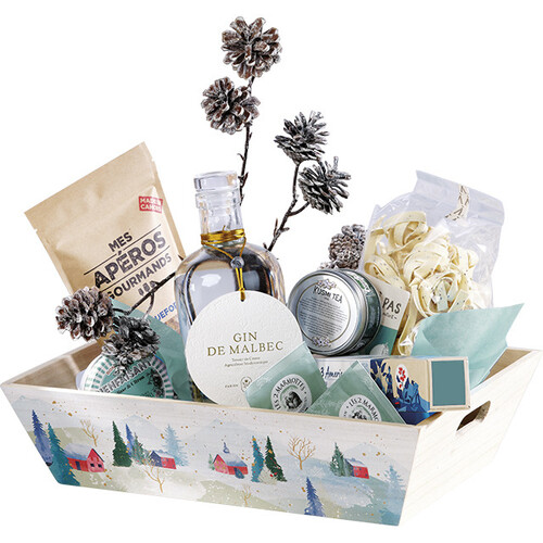 Bandeja madera rectangular PUEBLO NEVADO asas