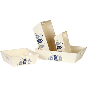 Tray wood rectangular OSLO handles 2