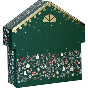 Coffret carton forme chalet BONNES FÊTES...