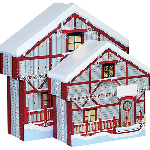 Coffret carton forme chalet BONNES FÊTES...