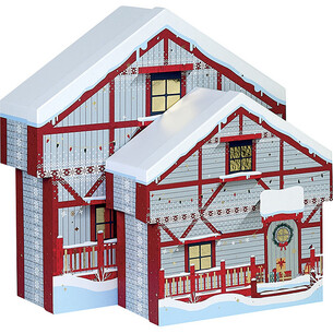 Box cardboard chalet shape MERRY CHRISTMAS red/white/gold... 2