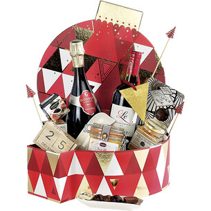 Box cardboard Christmas ball shape red/white/gold hot... 2