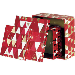 Box cardboard square red/white/gold hot foil stamping... 2