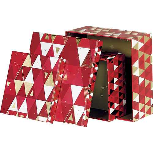 Box cardboard square red/white/gold hot foil...