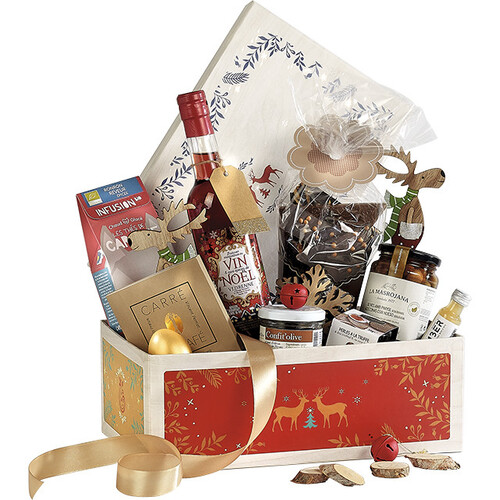 Caja de cartón cuadrado FELIZ NAVIDAD imitación...