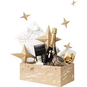 Coffret carton rectangle BONNES FÊTES kraft/blanc/dorure... 2