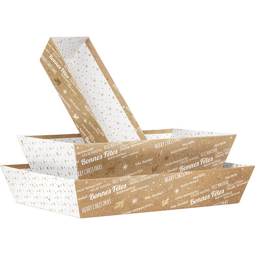 Tray cardboard rectangular MERRY CHRISTMAS...