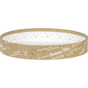 Tray cardboard round MERRY CHRISTMAS kraft/white/gold hot...