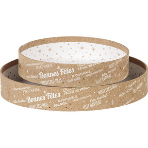 Tray cardboard round MERRY CHRISTMAS kraft/white/gold hot... 2