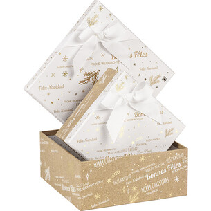 Box cardboard square MERRY CHRISTMAS kraft/white/gold hot... 2