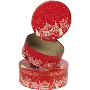 Box cardboard round MERRY CHRISTMAS red/gold hot foil... 2
