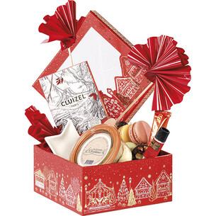 Coffret carton carré BONNES FÊTES rouge/dorure à chaud or... 2