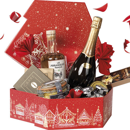 Caixa cartão formato de chalés FELIZ NATAL...