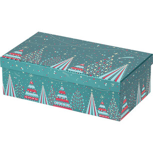 Box cardboard rectangular MERRY CHRISTMAS blue/red/gold...