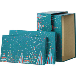Box cardboard rectangular MERRY CHRISTMAS blue/red/gold... 2